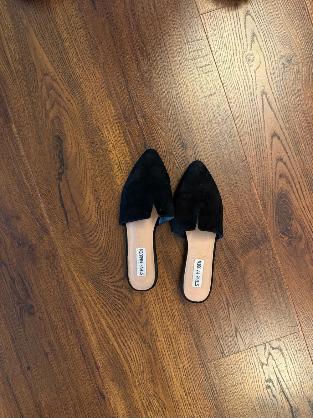 Steve Madden Black Suede Pointed Backless Mules